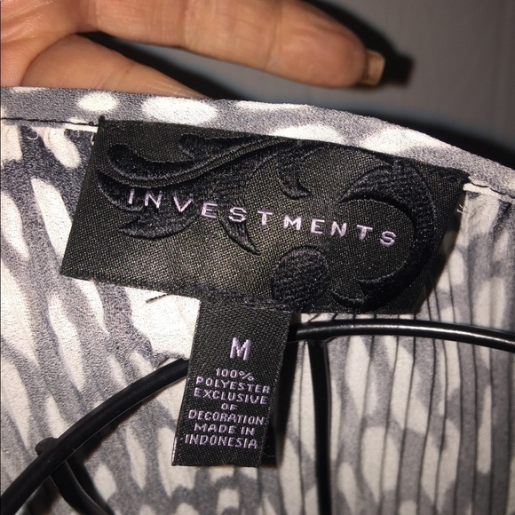 ❤️ Investments size medium stretch black white gray 3/4 length sleeve beaded - Picture 5 of 7